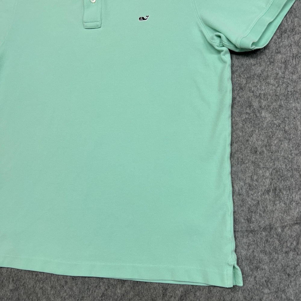 Vineyard Vines Polo Shirt Mens Large Green Slim Fit 100% Cotton Pique Whale Logo - Picture 10 of 16